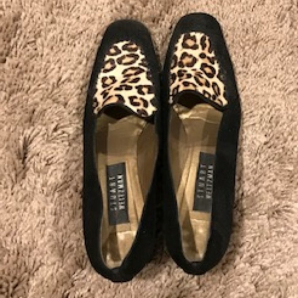 Stuart Weitzman black/animal print pumps, 8AA